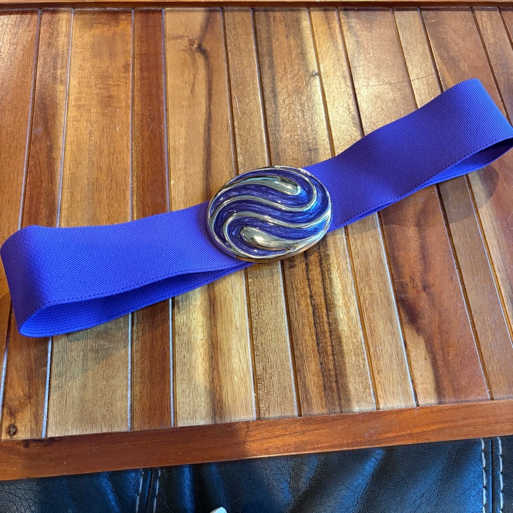 Day-Lor Vintage Purple Stretch Belt with Enamel Buckle One Size